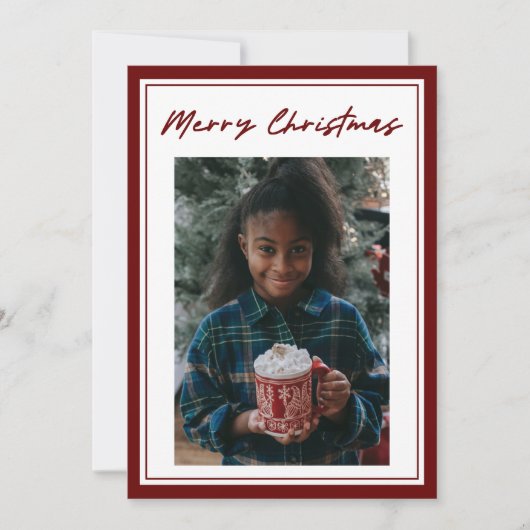 Classic Red Script 2-fotokerstkaart (Voorkant)