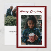 Classic Red Script 2-fotokerstkaart (Voorkant / Achterkant)