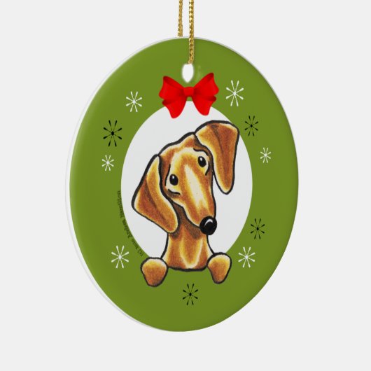 Classic Red Smooth Dachshund Keramisch Ornament (Rechts)