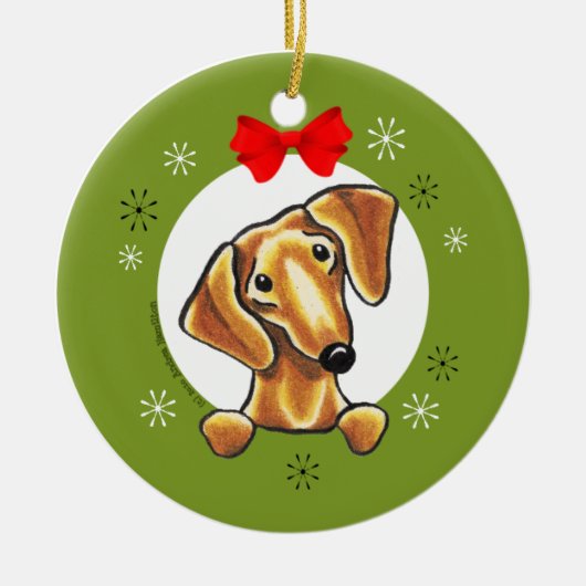 Classic Red Smooth Dachshund Keramisch Ornament (Voorkant)