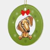 Classic Red Smooth Dachshund Keramisch Ornament (Links)