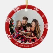 Classic Red Snowflake Family Photo Ornament (Voorkant)