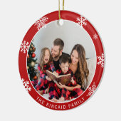 Classic Red Snowflake Family Photo Ornament (Links)