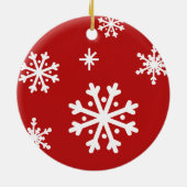 Classic Red Snowflake Family Photo Ornament (Achterkant)