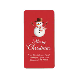 Classic Red Snowman Family Christmas Etiket