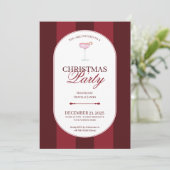Classic red stripe Christmas Invitation Kaart (Staand voorkant)