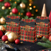 Classic Red Tartan 'Merry Christmas' Favor Boxes Bedankdoosjes