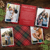 Classic Red Tartan Multi-Photo Gevouwen Vakantie K Drieluik Uitnodiging