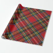 Classic Red Tartan Plaid Christmas Wrapping Paper Cadeaupapier (Uitgerold)