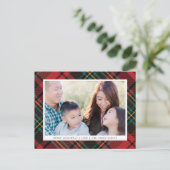 Classic Red Tartan Plaid Lijst vakantiefoto Briefkaart (Staand voorkant)