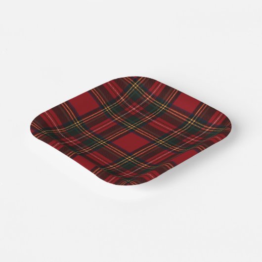 Classic Red Tartan Plaid Pattern Plate Papieren Bordje (Gebogen)