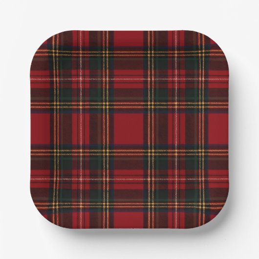 Classic Red Tartan Plaid Pattern Plate Papieren Bordje (Voorkant)
