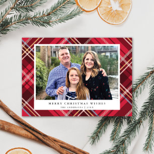 Classic Red Tartan Pset Lijst   Holiday-foto Briefkaart