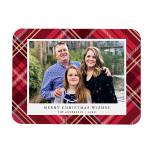 Classic Red Tartan Pset Lijst   Holiday-foto Magneet