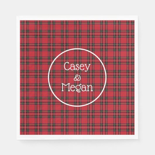 Classic Red Tartan Pset Paper Napkin Servet (Voorkant)
