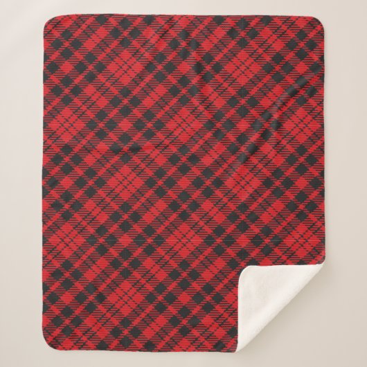 Classic Red Tartan Pset Sherpa Blanket Deken (Voorkant)