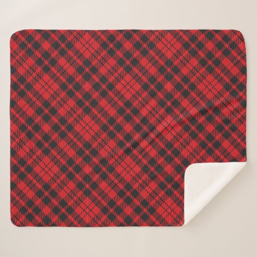 Classic Red Tartan Pset Sherpa Blanket Sherpa Deken (Voorkant (horizontaal))