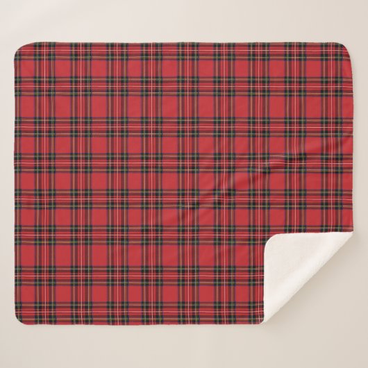 Classic Red Tartan Pset Sherpa Blanket Sherpa Deken (Voorkant (horizontaal))
