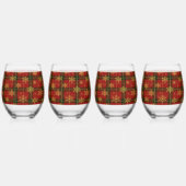Classic Red Tartan with Golden Snowflakes Wijnglas Zonder Voet (Voorkant)