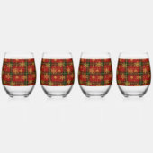 Classic Red Tartan with Golden Snowflakes Wijnglas Zonder Voet (Links)