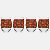Classic Red Tartan with Golden Snowflakes Wijnglas Zonder Voet (Rechts)