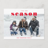 Classic Red Tis the Season Photo met kerstfeestdag Briefkaart (Voorkant)