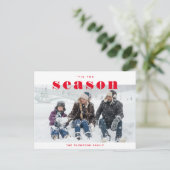Classic Red Tis the Season Photo met kerstfeestdag Briefkaart (Staand voorkant)