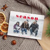 Classic Red Tis the Season Photo met kerstfeestdag Briefkaart