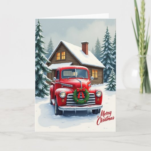 Classic Red Truck Christmas Card Kaart (Voorkant)