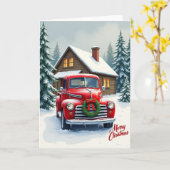 Classic Red Truck Christmas Card Kaart (Gele Bloem)