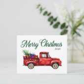 Classic Red Truck Tree cadeau voor prettig kerstja Briefkaart (Staand voorkant)
