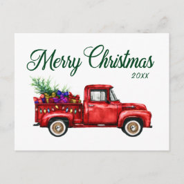 Classic Red Truck Tree cadeau voor prettig kerstja Briefkaart