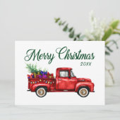 Classic Red Truck Tree cadeau voor prettig kerstja Feestdagenkaart (Staand voorkant)