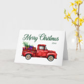 Classic Red Truck Tree cadeau voor prettig kerstja Kaart (Gele Bloem)
