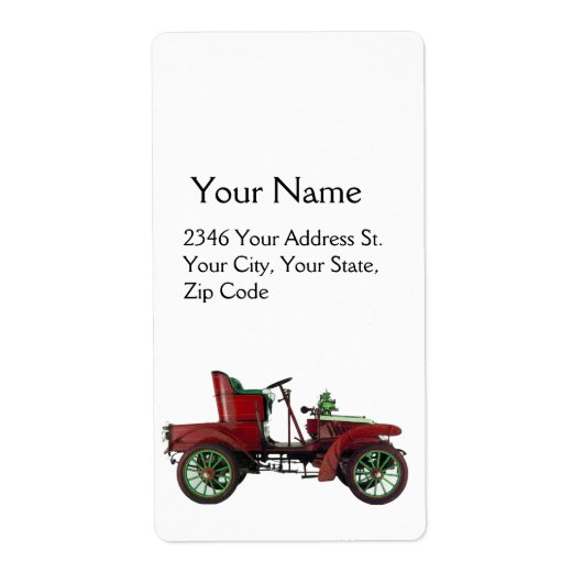 CLASSIC/RED VINTAGE CAR Automotive White Etiket (Voorkant)