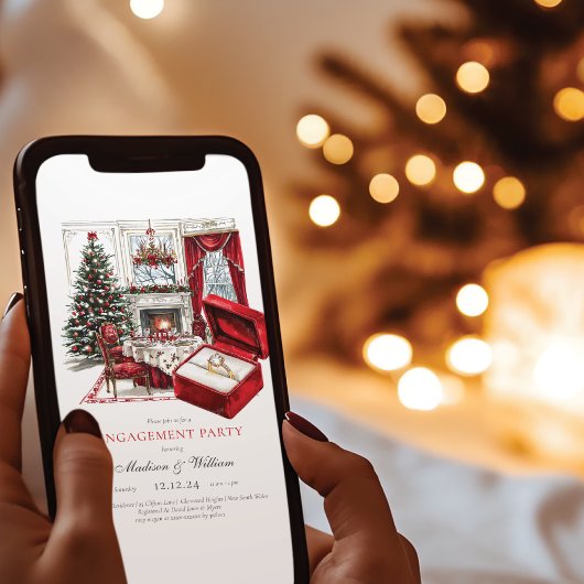 Classic Red Vintage Christmas Verloving Kaart