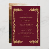 Classic Red Wedding Photo Invitation Kaart (Voorkant / Achterkant)