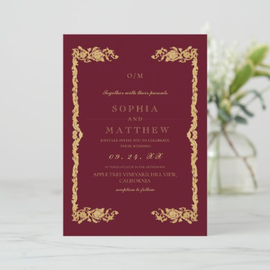 Classic Red Wedding Photo Invitation Kaart (Staand voorkant)
