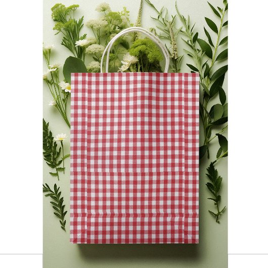 Classic Red & White Buffalo Check Gingham Pattern Klein Cadeauzakje