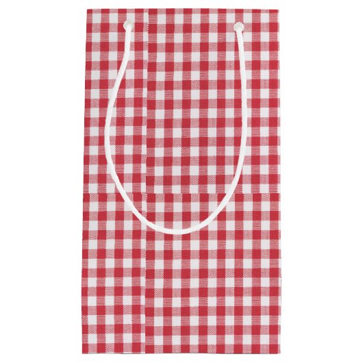 Classic Red & White Buffalo Check Gingham Pattern  Klein Cadeauzakje (Voorkant)
