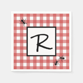 Classic Red White Gingham Ants BBQ Picnic Servet