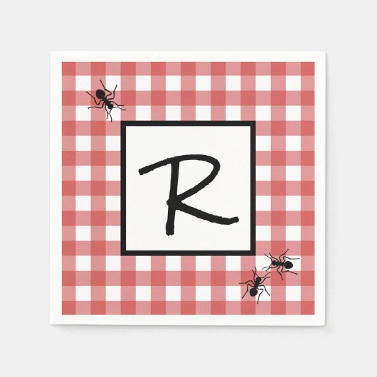 Classic Red White Gingham Ants BBQ Picnic Servet (Voorkant)