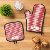 Classic Red & White Gingham | Personalized Name Ovenwant & Pannenlap Set (Top down)