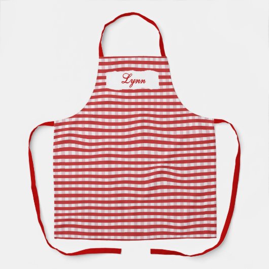 Classic Red & White Gingham | Personalized Name Schort (Voorkant)
