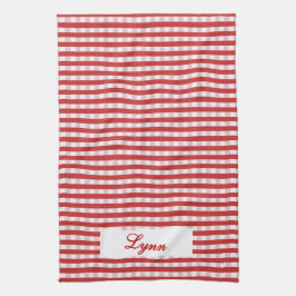 Classic Red & White Gingham | Personalized Name Theedoek