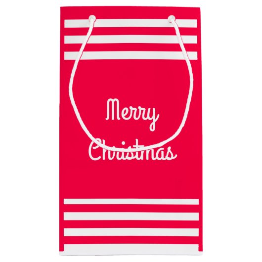 Classic Red White Merry kersttekst Sjabloon Klein Cadeauzakje (Achterkant)