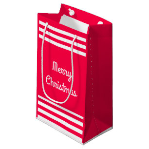 Classic Red White Merry kersttekst Sjabloon Klein Cadeauzakje