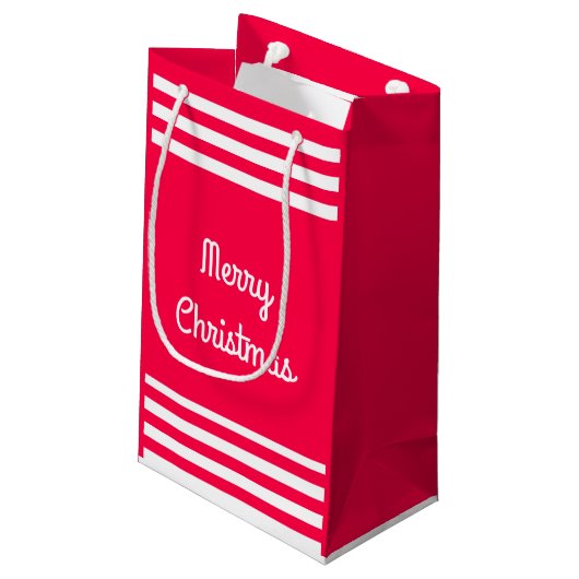 Classic Red White Merry kersttekst Sjabloon Klein Cadeauzakje (Achterkant Gekanteld)