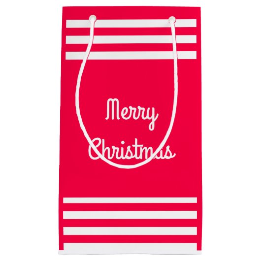 Classic Red White Merry kersttekst Sjabloon Klein Cadeauzakje (Voorkant)