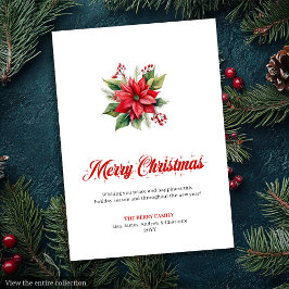 Classic Red White Poinsettia Custom Greeting Card Feestdagenkaart